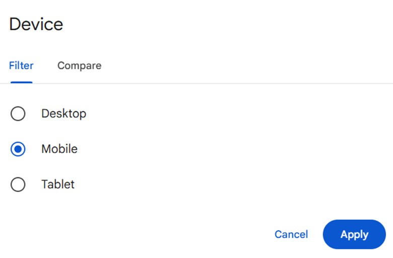 Find Mobile Keywords vis Google Search Console