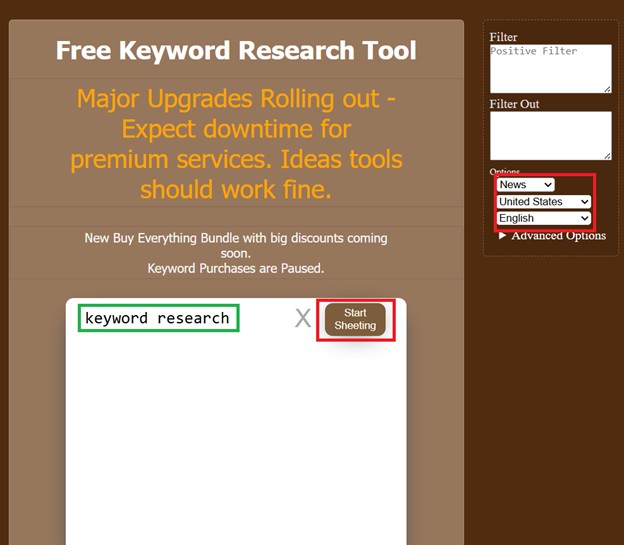 Keyword Sheeter