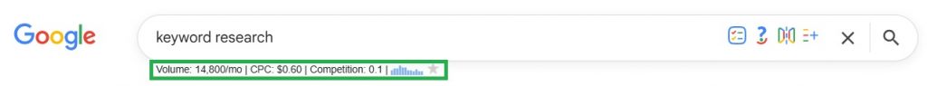 Keywords Everywhere Search Volume SERP Overlay