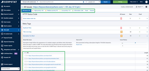 Serpstat Site Audit