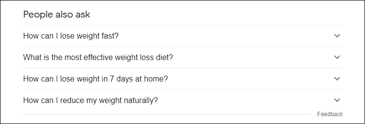 People Also Ask boxes on a Google search results page