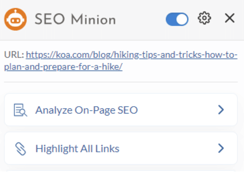 SEO Minion SEO analysis 